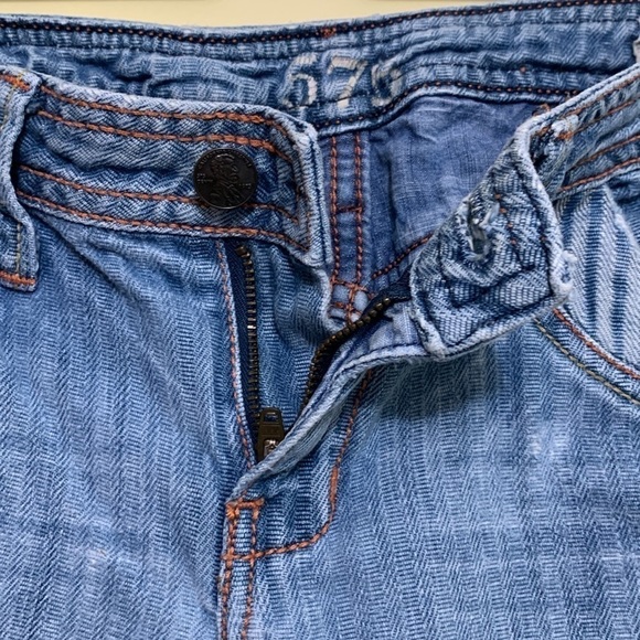 575 Denim Blue Denim Bootcut Distressed Ripped Frayed Low-rise 5 Pocket Jeans 28 - Picture 12 of 17